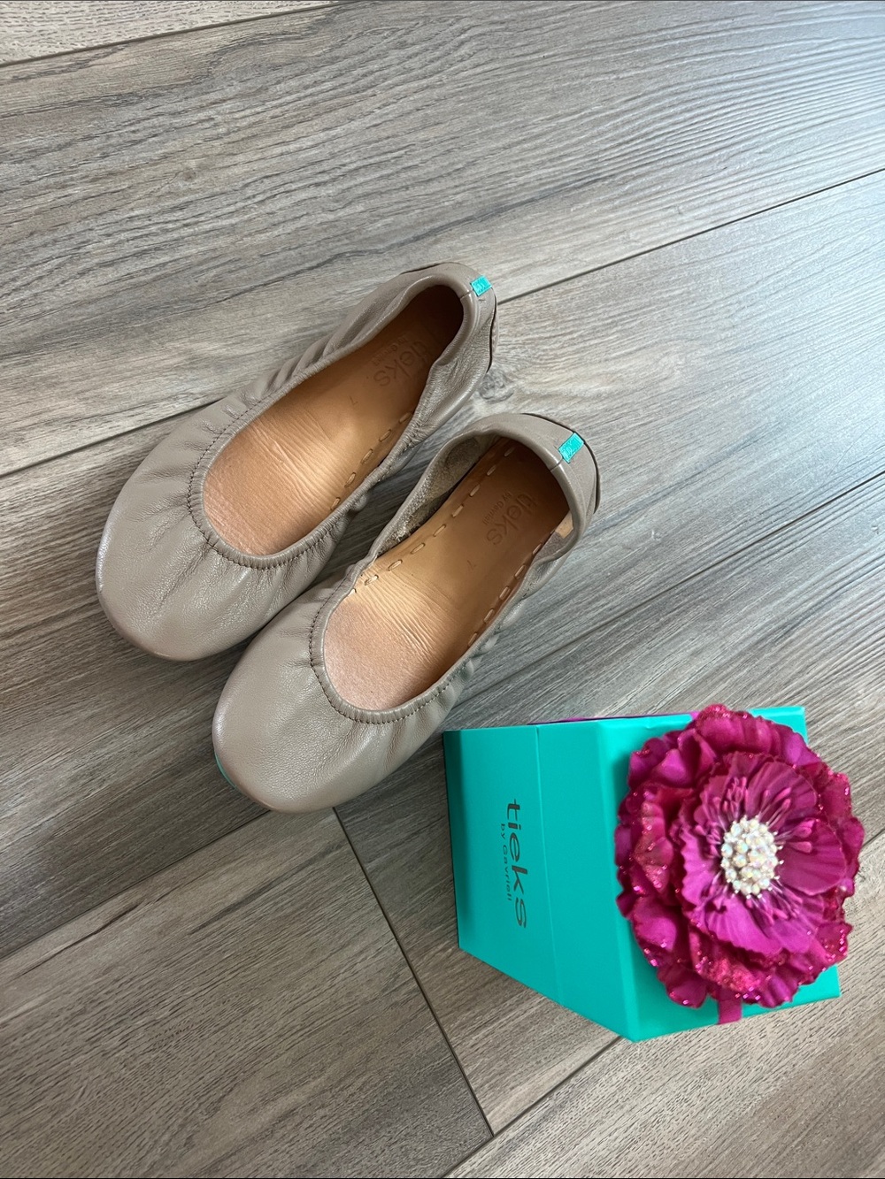 Tieks Taupe Leather Ballet Flats